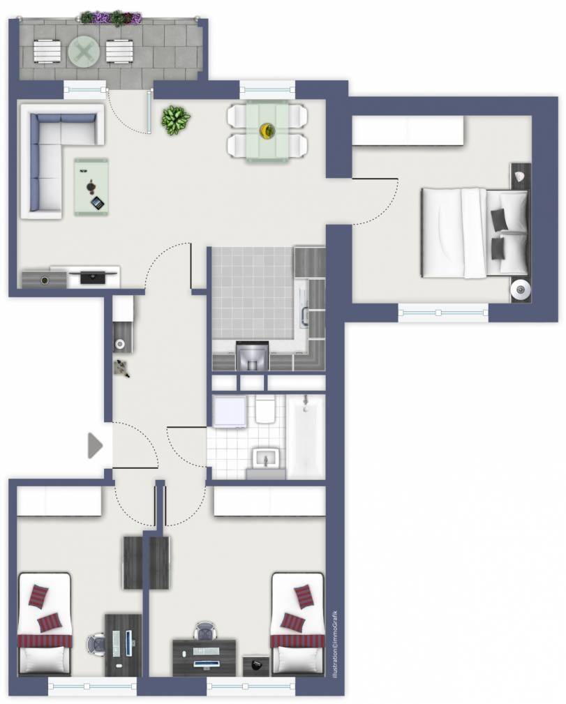4-Raumwohnung mit Balkon, 9119 Chemnitz (Helbersdorf Kapellenberg Kappel Zentrum)