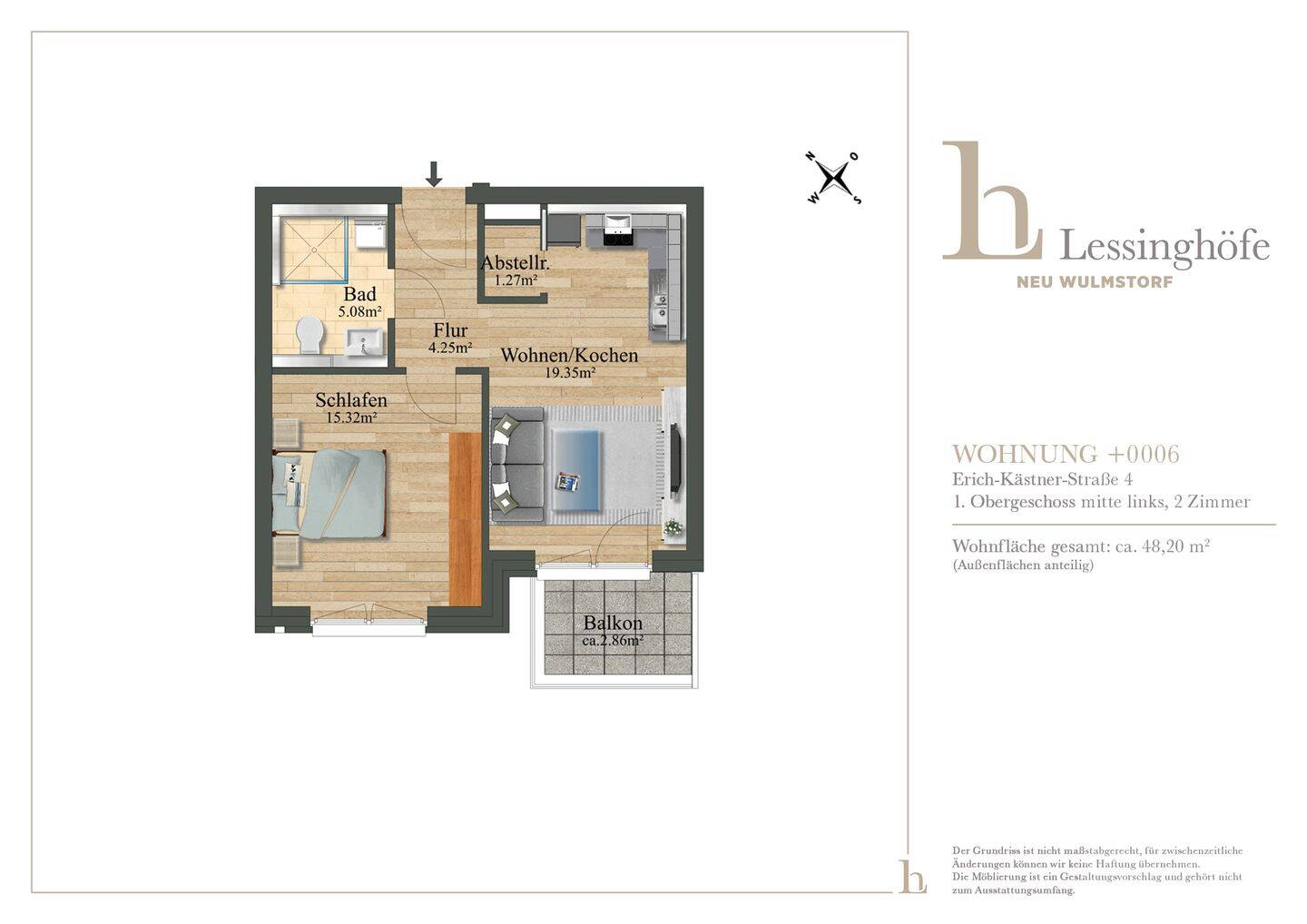 LESSINGHÖFE! Moderne 2-Zimmer-Wohnung mit Balkon, 21629 Neu Wulmstorf