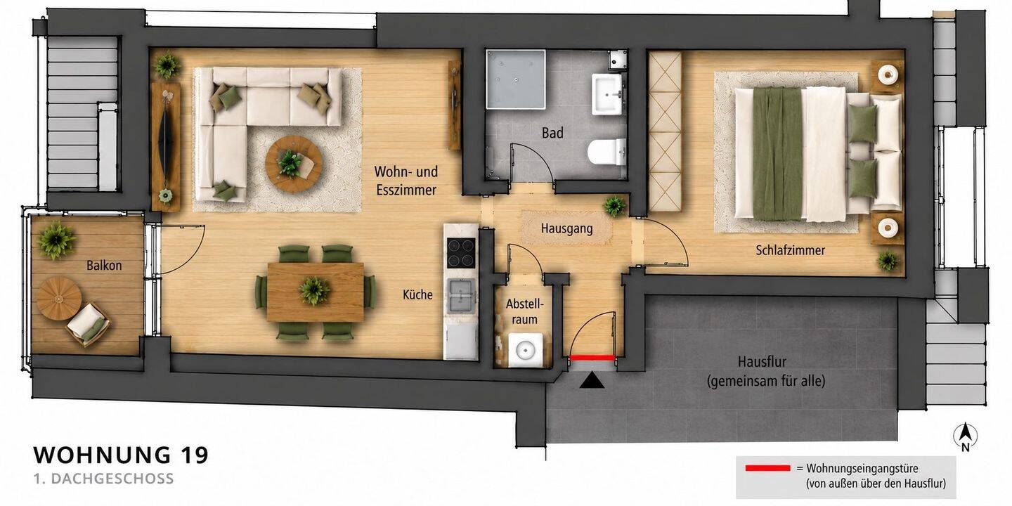 Gepflegte 41 m² Dachgeschosswohnung mit Balkon, 78727 Oberndorf am Neckar
