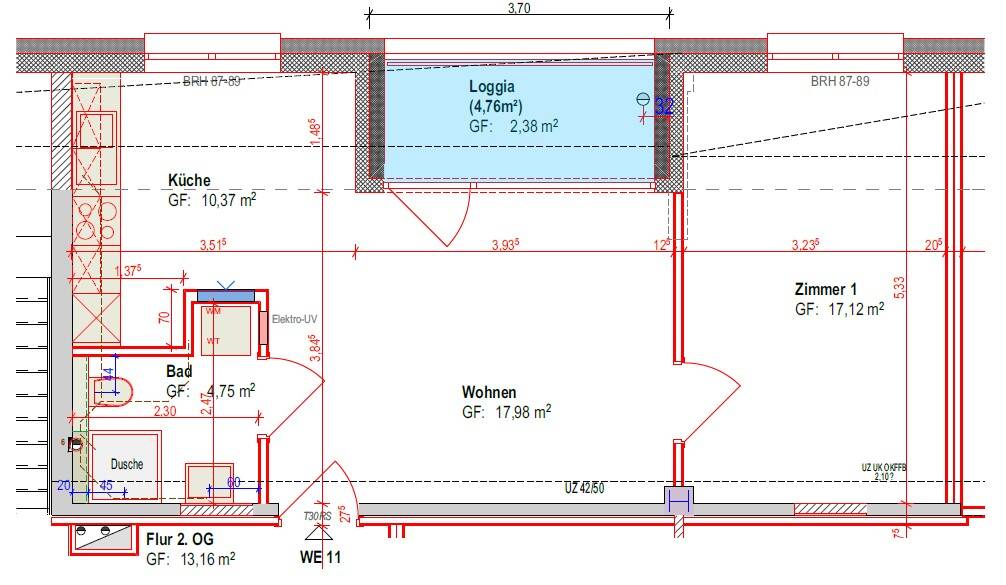 1 1/2 Zimmer Wohnung mit Loggia, 54675 Ammeldingen an der Our