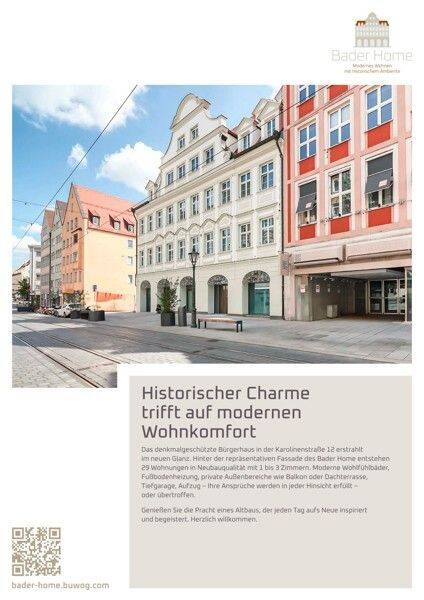 Hier lässt es sich aushalten: 1-Zimmer-Appartment, 86150 Augsburg (Innenstadt)
