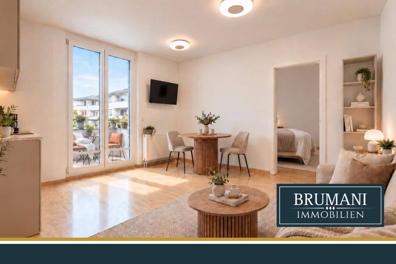 BRUMANI | Helle 2 Zimmer Wohnung mit Balkonzugang von Wohn und Schlafzimmer in Freiburg Rieselfeld, 79111 Freiburg im Breisgau