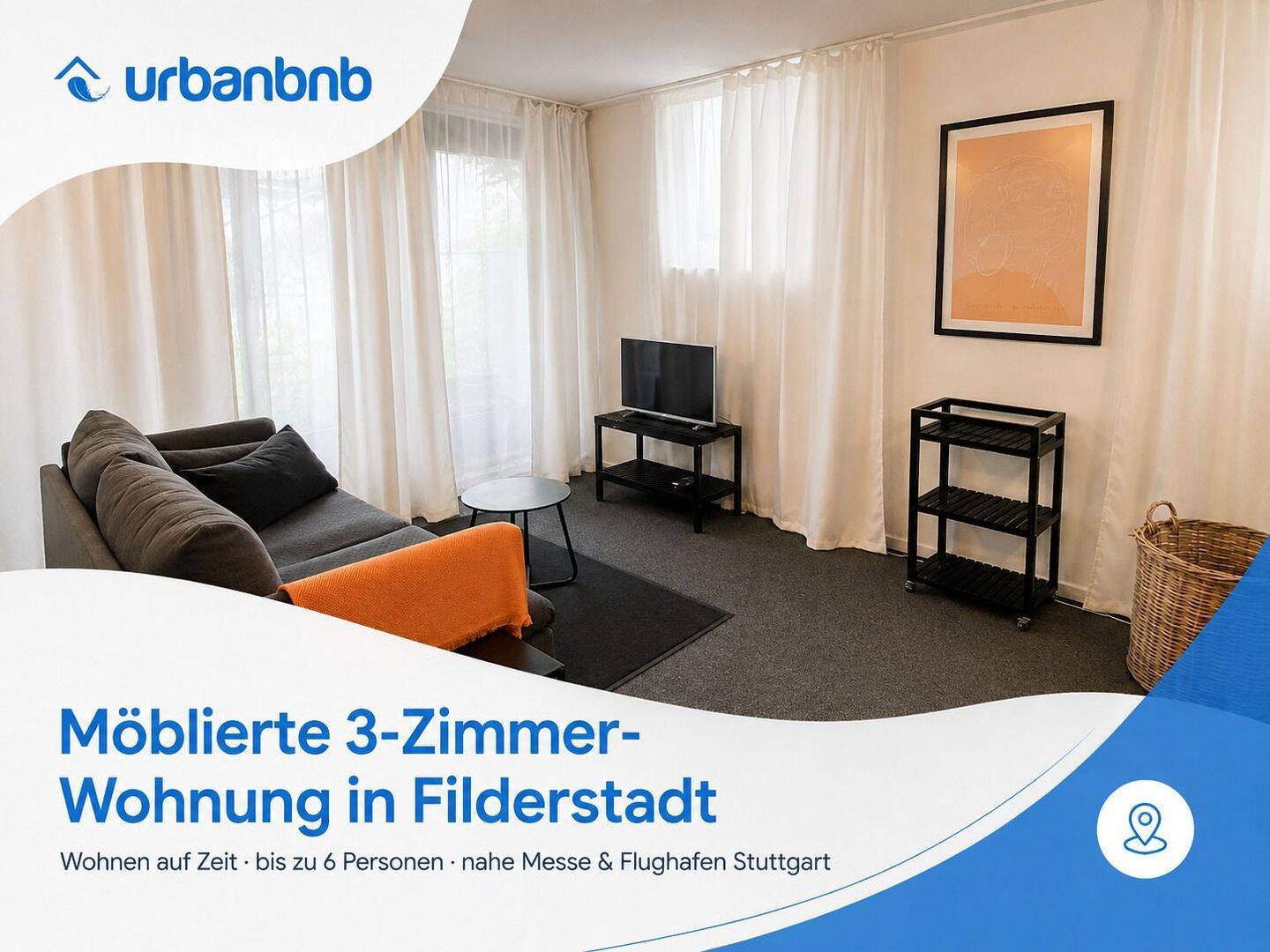 Möblierte 3-Zimmer-Wohnung in Filderstadt – Wohnen auf Zeit, 70794 Filderstadt