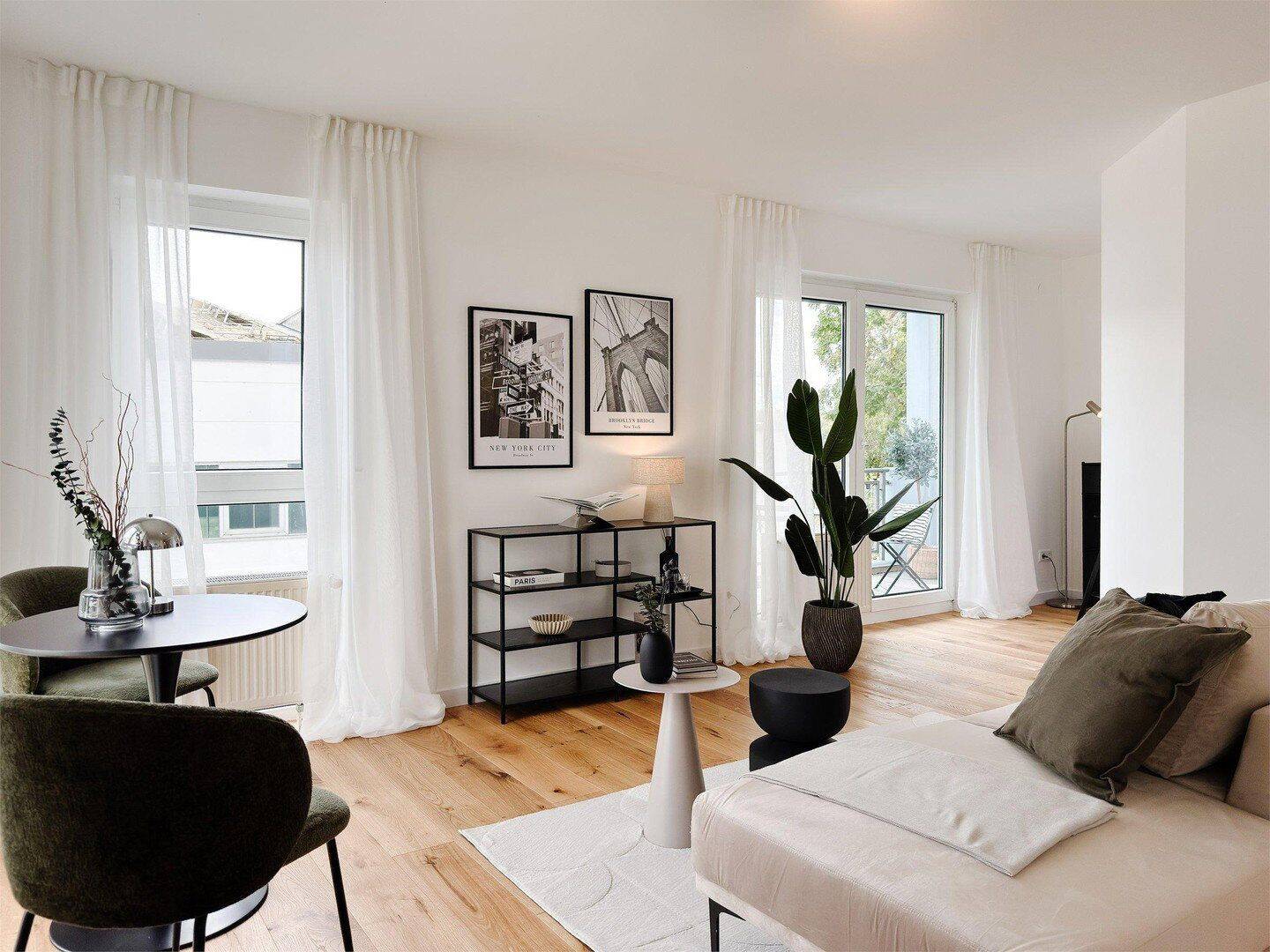Design, Ruhe und Rheinblick – exklusive 2-Zimmer-Wohnung mit Balkon und Tiefgarage, 65203 Wiesbaden (Biebrich Mainz-Amöneburg Schierstein)