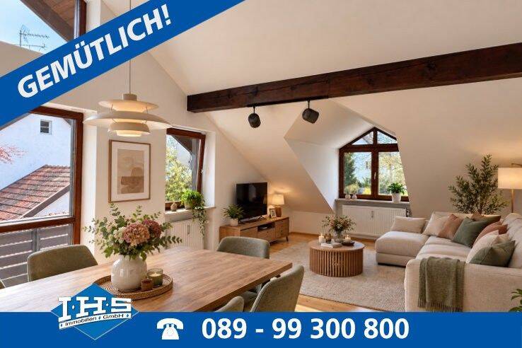 Außergewöhnliche Dachwohnung mit großem Balkon in kleinem MFH – Feldkirchen, 85622 Feldkirchen