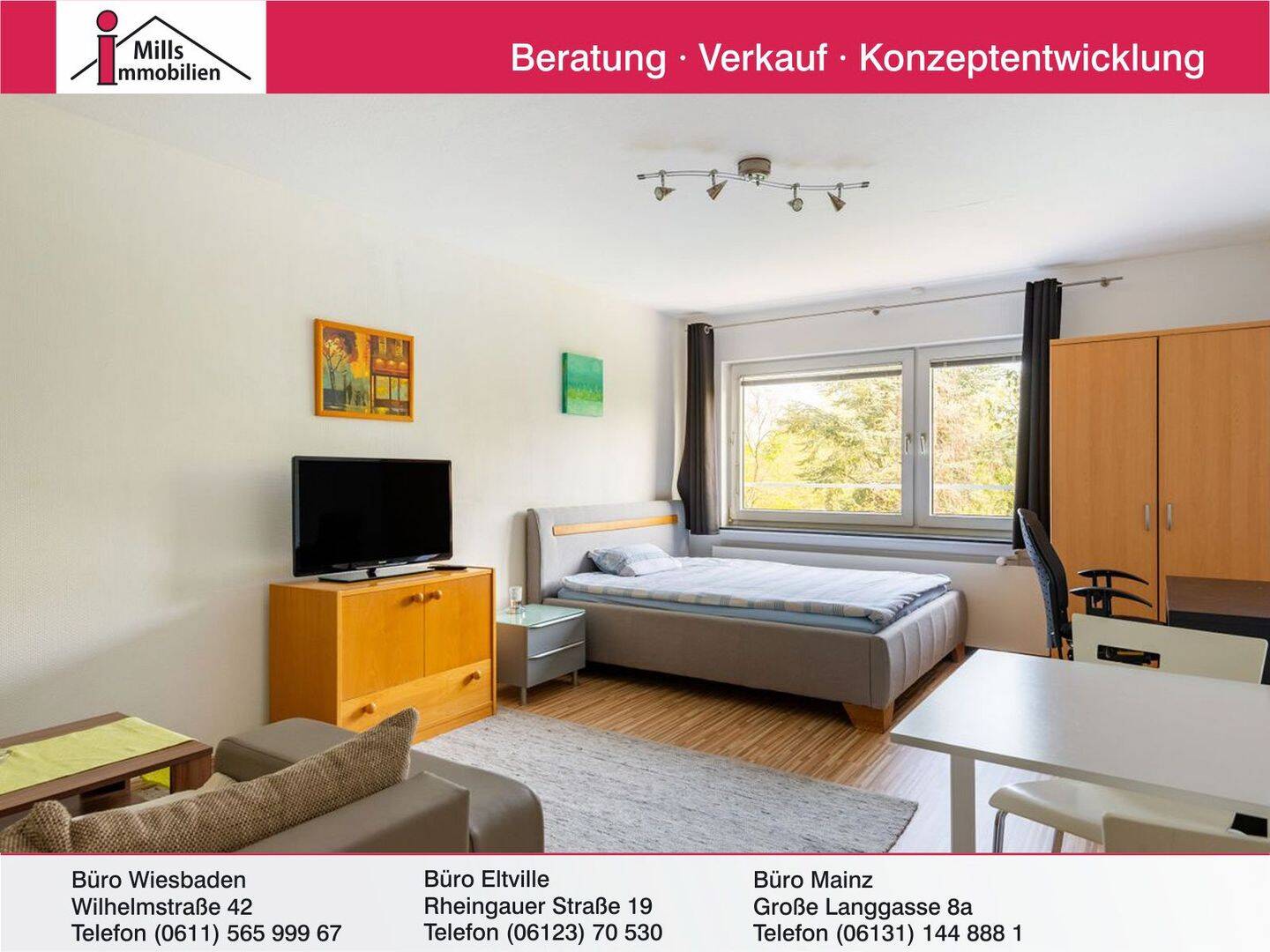 Sehr gepflegte 1 ZKB-Apartment mit Blick ins Grüne in naturnaher Lage von Mainz-Oberstadt, 55131 Mainz (Altstadt Neustadt Oberstadt Weisenau)