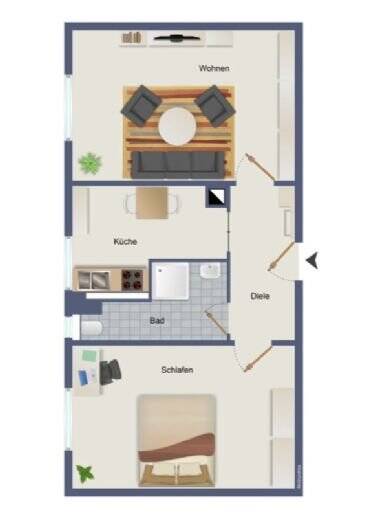 2 ZKB ca.45m² Appartment 1.OG in Kleinzschocher Leipzig, Ruhige Lage, Nahe vom Volkspark. Ideal für Single bzw. Pärchen, 4229 Leipzig (Kleinzschocher Plagwitz Schleußig)