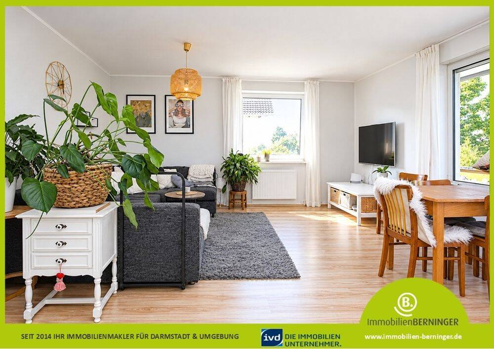 Good Vibes! Helle Wohnung mit durchdachtem Grundriss & Balkon mit Blick auf gewachsenen Baumbestand, 64291 Darmstadt (Arheilgen Wixhausen)