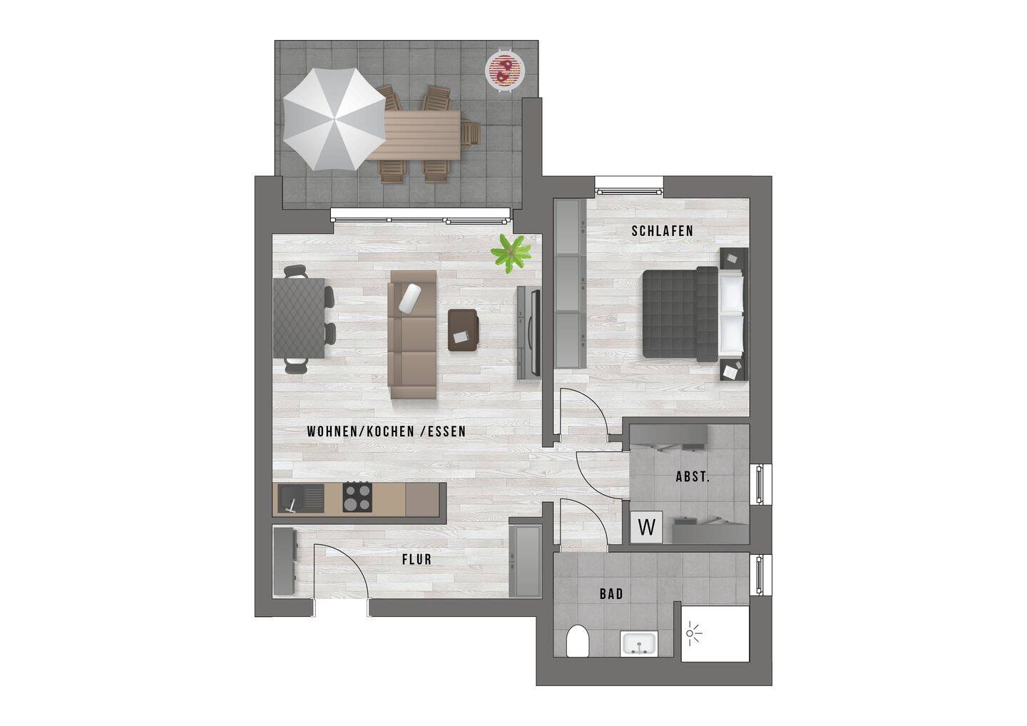 Moderne NEUBAU 2-Zimmerw. mit Terrasse und Garten direkt in der Innenstadt, 32756 Detmold