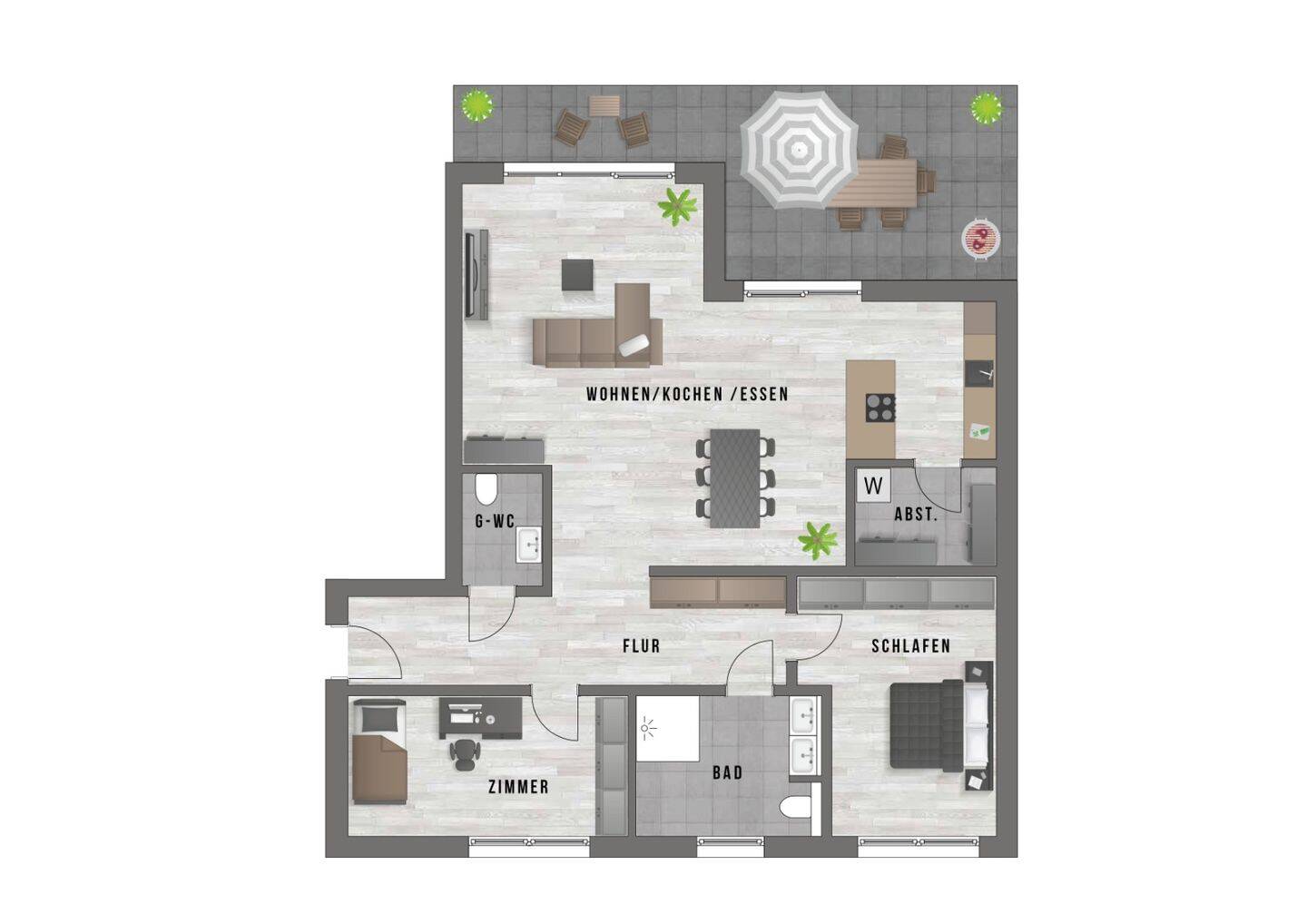 Exklusive Penthousewohnung mit großer Dachterrasse, hochwertiger Einbauküche, Carport und Aufzug – Erstbezug im Herzen von Detmold, 32756 Detmold