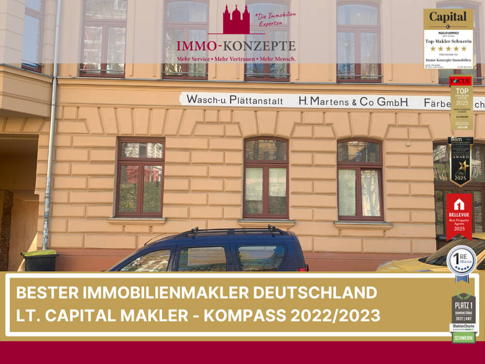 Top-sanierte 2-Zimmer-Altbauwohnung mit Küche, XXL-Terrasse, Fußbodenheizung, Stellplatz (Optional), 19053 Schwerin