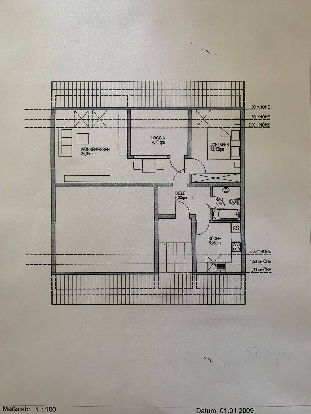 Charmante 2-Zimmer Wohnung mit sonniger Süd-Loggia / komplett saniert / 57, 3 qm Wohnfläche / nur 2 Wohneinheiten im Haus / separater Kellerraum /, 45721 Haltern am See