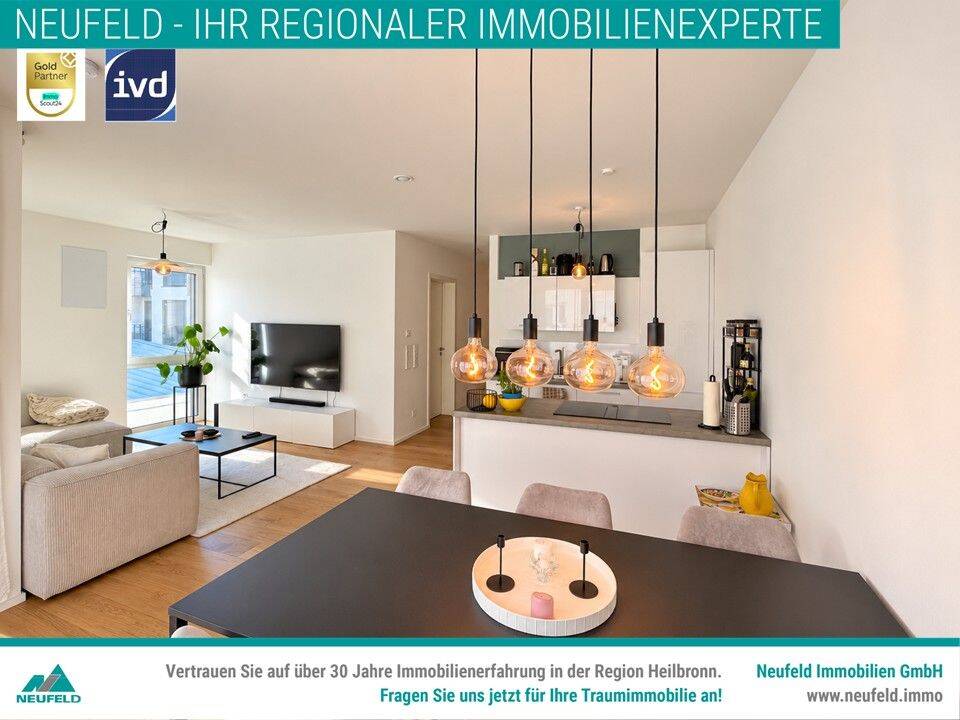 Lichtdurchflutete Wohnung mit modernem Wohnambiente und sonnigem Balkon, 74076 Heilbronn (Heilbronn Neckarbogen)