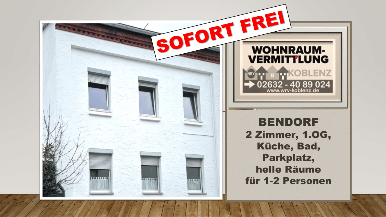 Sehr gepflegte 2-Zimmer-Wohnung Küche, Bad, Stellplatz in Bendorf, 56170 Bendorf