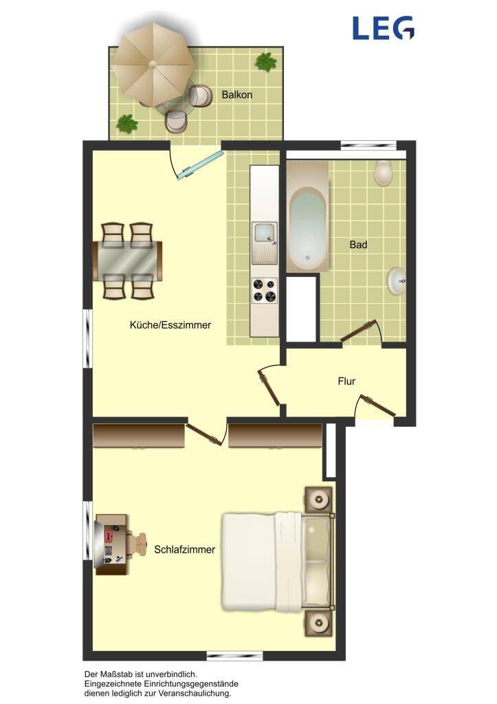 Gemütliche 1-Zimmer-Etagenwohnung in Herford  Tageslichtbad mit Badewanne, 32049 Herford