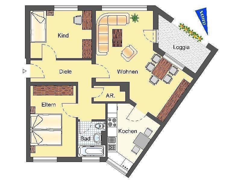 frei! 3-Zimmer-Wohnung in Detmold Hiddeser Berg, 32756 Detmold