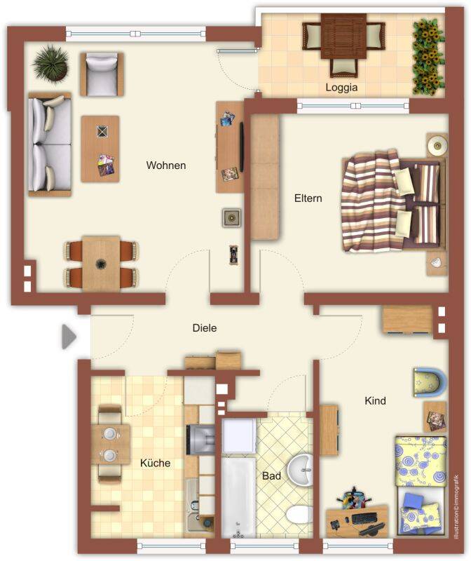 Charmante 3-Zimmer-Etagenwohnung it Balkon in MG-Rheindahlen 62,93 m², 41179 Mönchengladbach