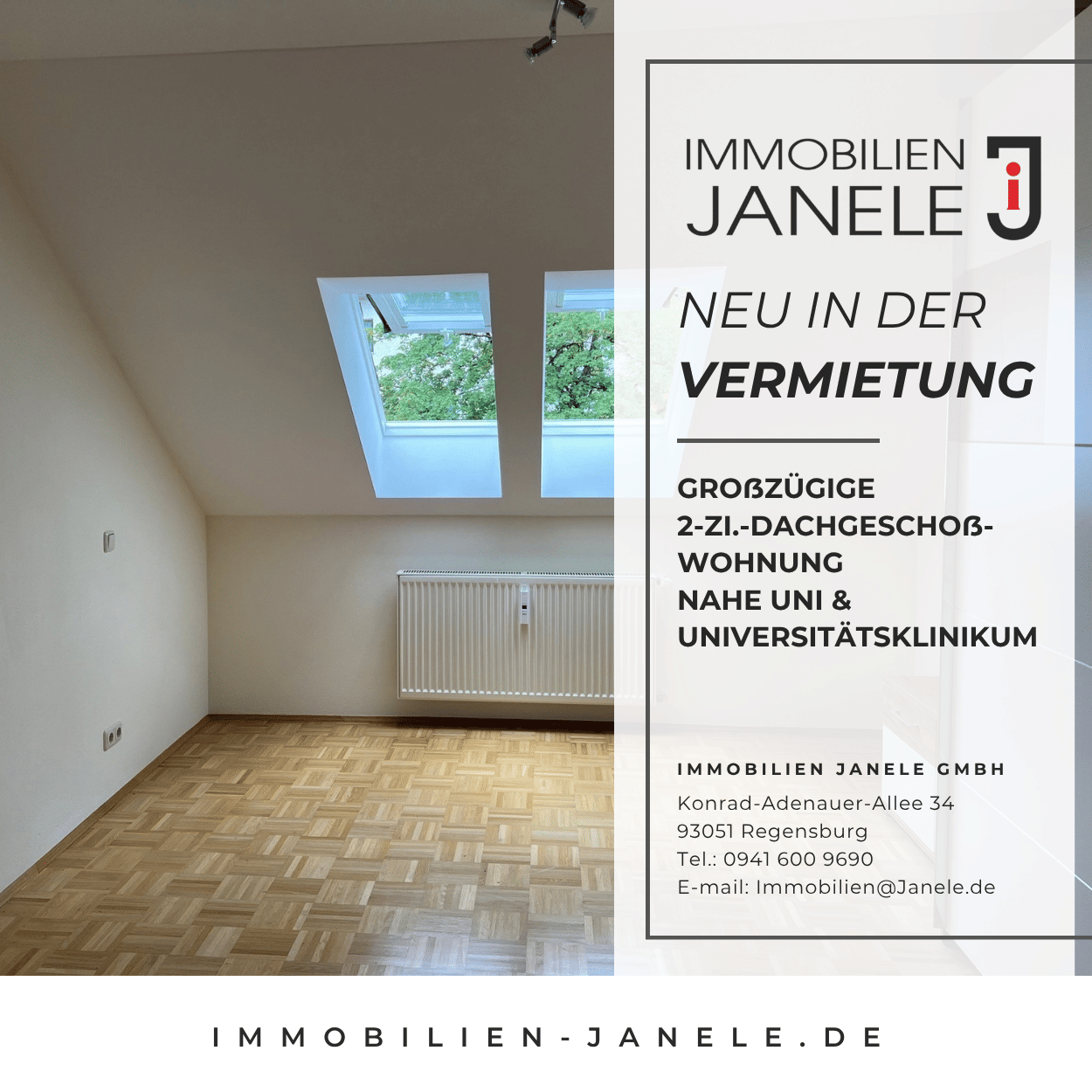 Großzügige 2-Zi.-Dachgeschosswohnung nahe Uni & Universitätsklinikum, 93051 Regensburg (Galgenberg Großprüfening-Dechbetten-Königswiesen Kumpfmühl-Ziegetsdorf-Neuprüll)