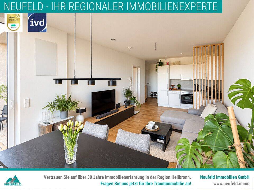 Wohnglück mit Balkon – Stilvolle 2,5-Zimmer-Wohnung zum Verlieben, 74229 Oedheim