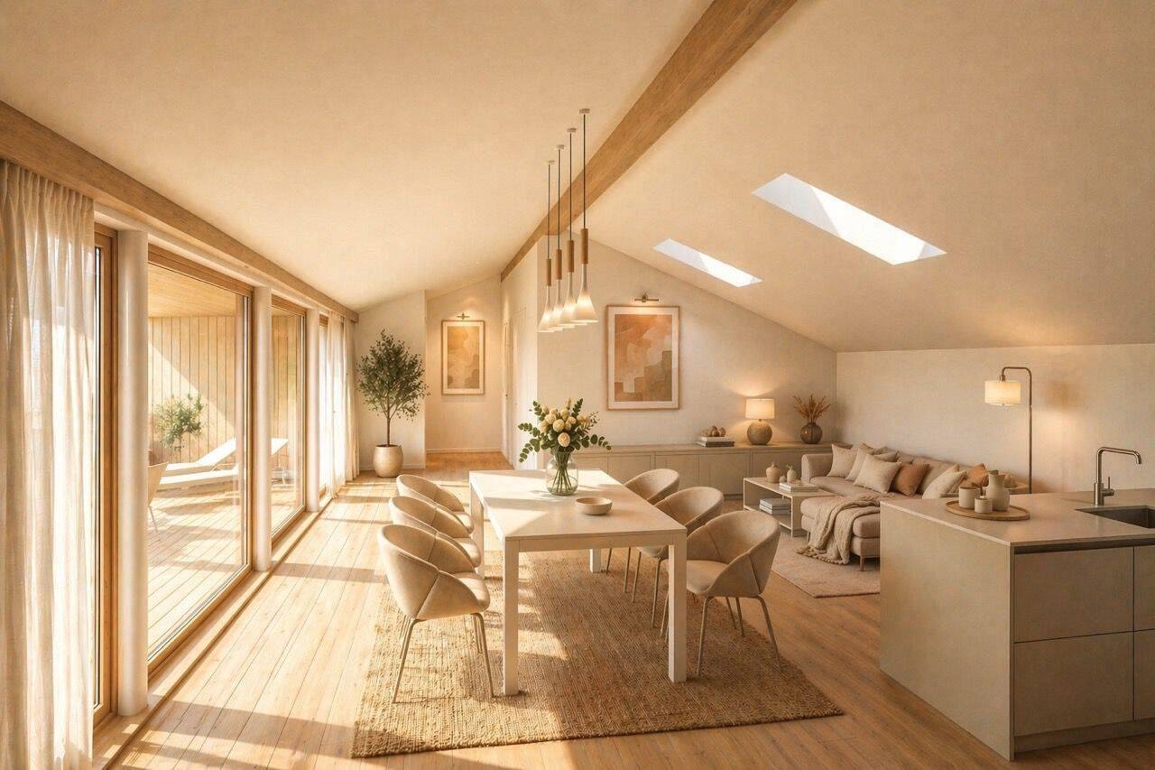 Neubau & provisionsfrei: Penthouse-Feeling, elegante 4-Zimmer-Dachgeschosswohnung mit großer Loggia, 83278 Traunstein