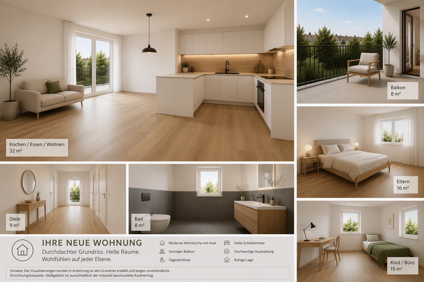 Provisionsfrei:  3,5Z-Neubau mit hochwertiger Küche und Süd-Loggia, 93142 Maxhütte-Haidhof