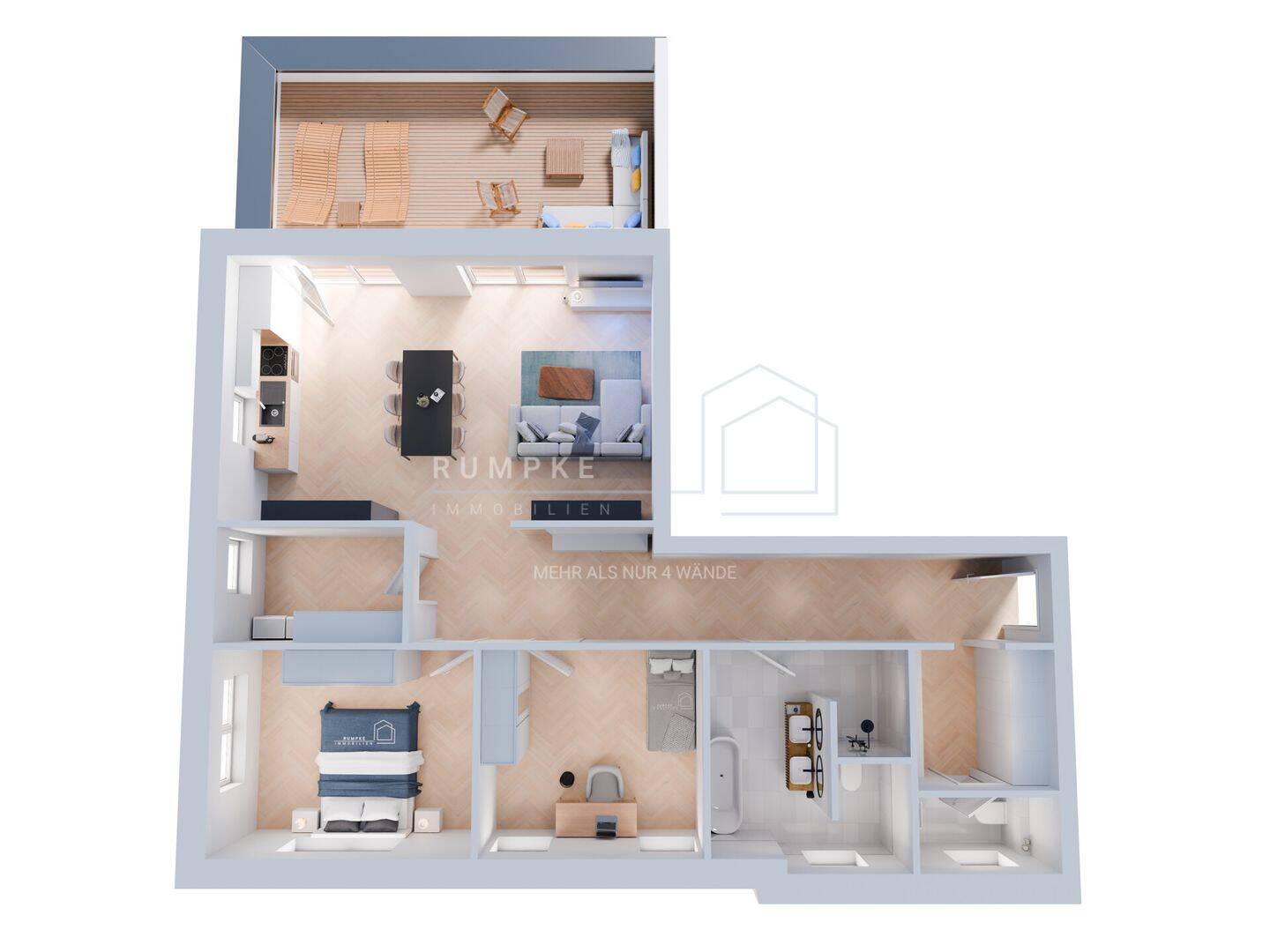 Moderne Penthouse-Mietwohnung mit 2 Schlafzimmern, Dachterrasse und Fahrstuhl, 49844 Bawinkel
