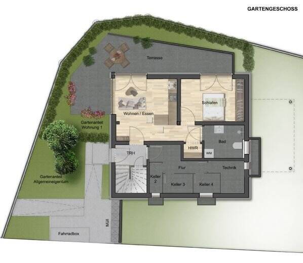moderne möbl. 2 Zi. Wohng. Terrasse,/Niedrigenergie, 73734 Esslingen am Neckar