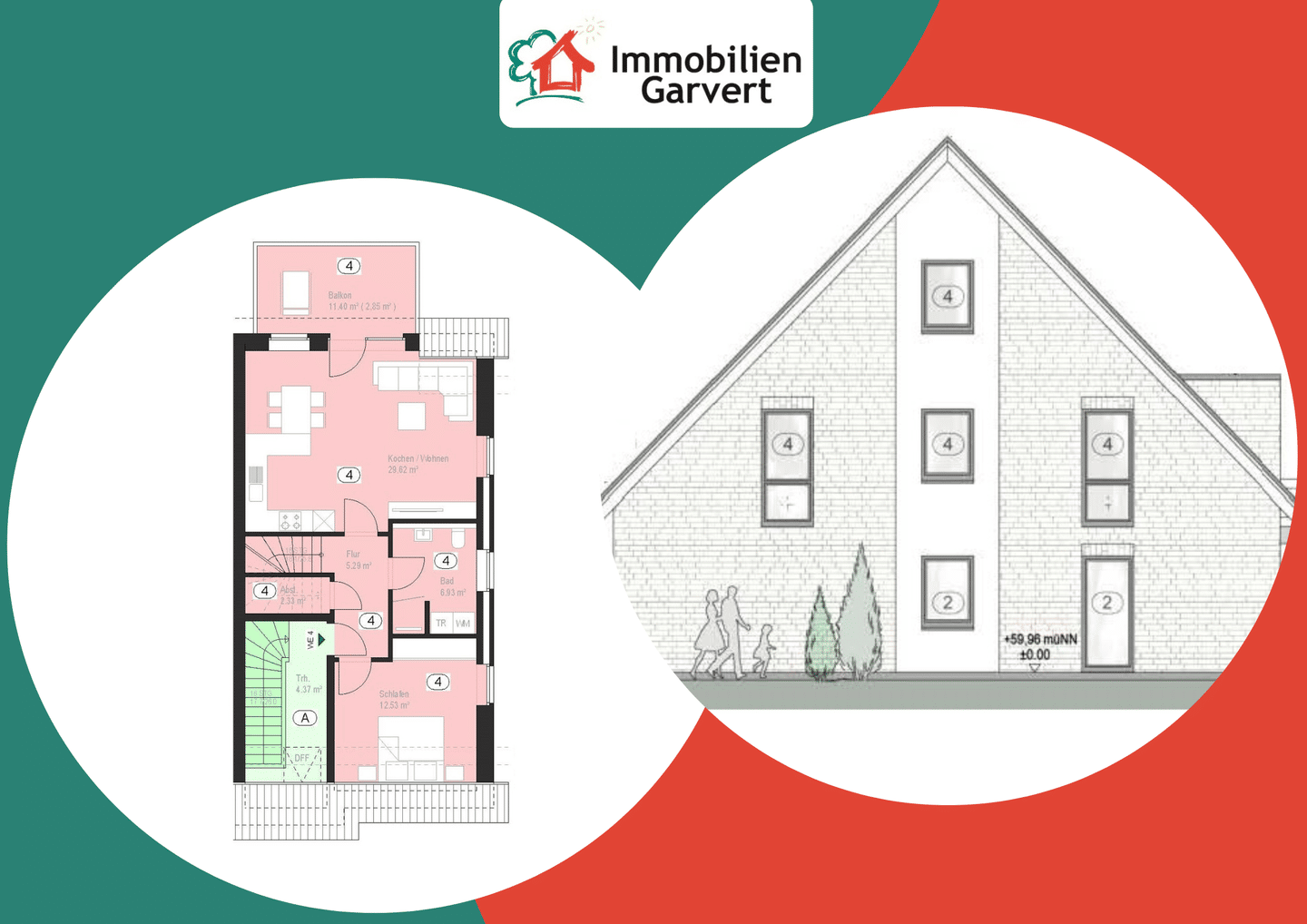 KFW 40! Neubau Maisonette-Wohnung in einem 4-Parteien-Haus! Zentrale Lage von Gescher!, 48712 Gescher
