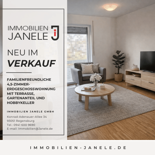 Ideale Familiewohnung zum wohlfühlen! 4,5-Zimmer-ETW im Erdgeschoss mit Terrasse und Gartenanteil, 93128 Regenstauf