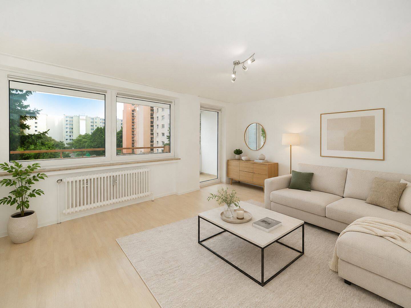 Wohnen direkt am Ostpark: Helle, renovierte 3-Zimmer-Wohnung mit zwei Südbalkonen und Weitblick., 81735 München (Berg am Laim Ramersdorf-Perlach Trudering-Riem)
