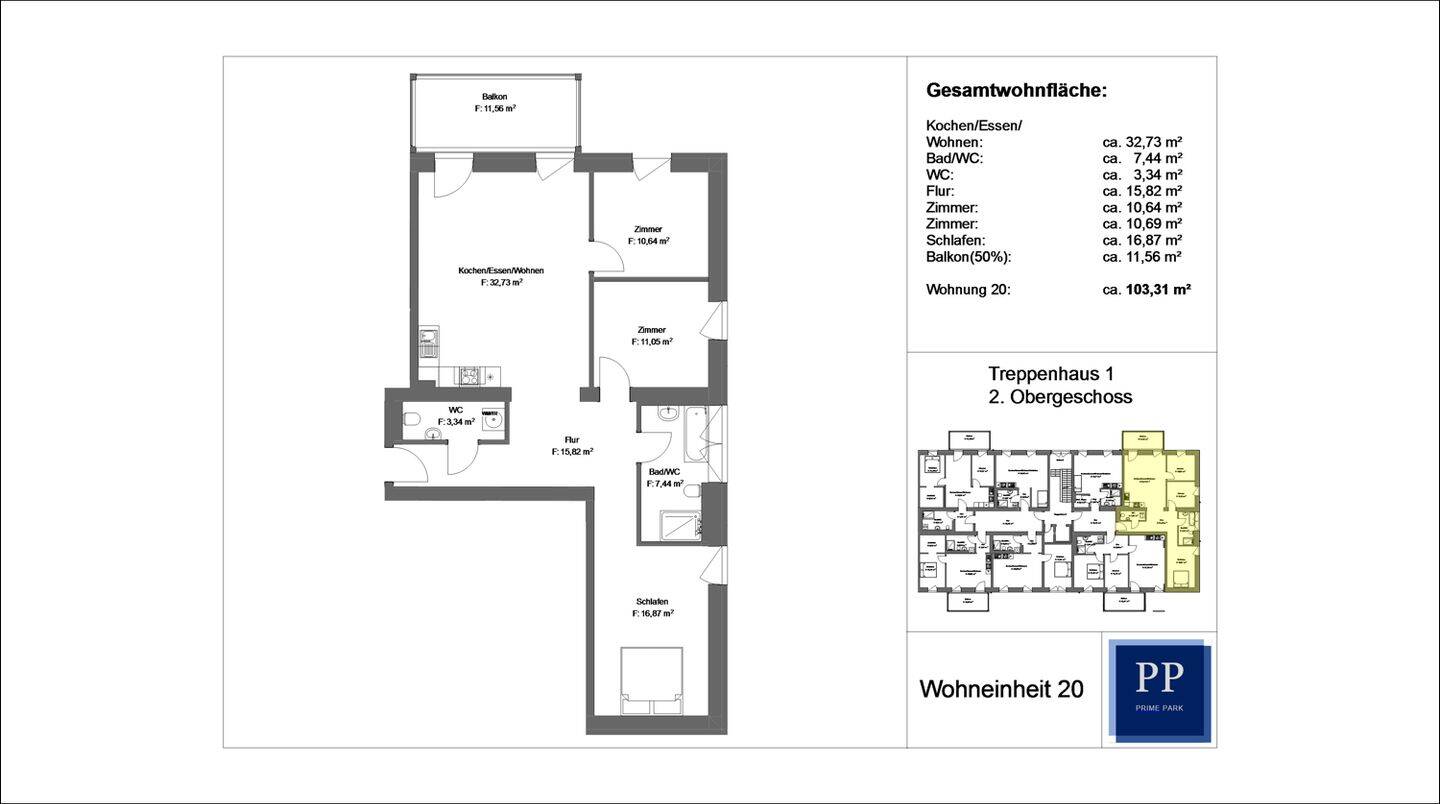4 Zimmer Wohnung mit EBK und Balkon im Prime Park in Aschaffenburg, 63743 Aschaffenburg (Gailbach Innenstadt Obernau Obernauer Kolonie Schweinheim)