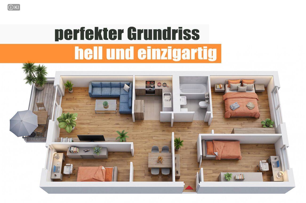 perfekter Grundriss mit 4 Zimmer – mit Südbalkon in grüner Lage in Bernsdorf!, 9126 Chemnitz (Altchemnitz Bernsdorf Gablenz Lutherviertel Sonnenberg)