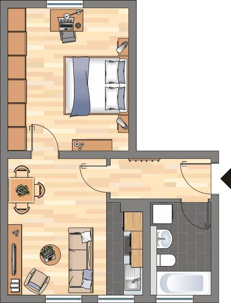 Demnächst frei! 1-Zimmer-Wohnung in Dortmund, 44143 Dortmund (Brackel Körne Mitte Schüren Wambel)