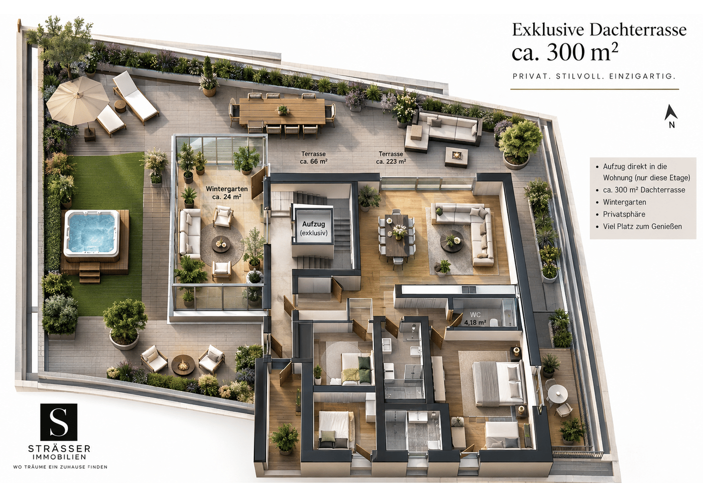 EINMALIG !! Neubau-Penthousewohnung mit Wintergarten und 300 m2 Dachgarten, separater Aufzug, 51503 Rösrath