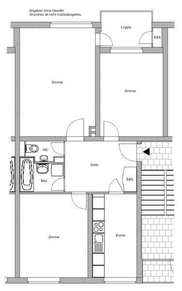 Sanierte 3 Zimmerwohnung mit Balkon, 60386 Frankfurt am Main (Bornheim Fechenheim Riederwald Seckbach)