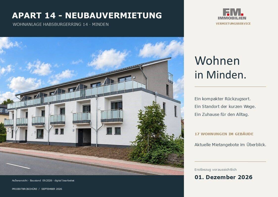 W07 – Erstbezug in Minden: 1-Zimmer-Wohnung mit Balkon und Aufzug, 32425 Minden