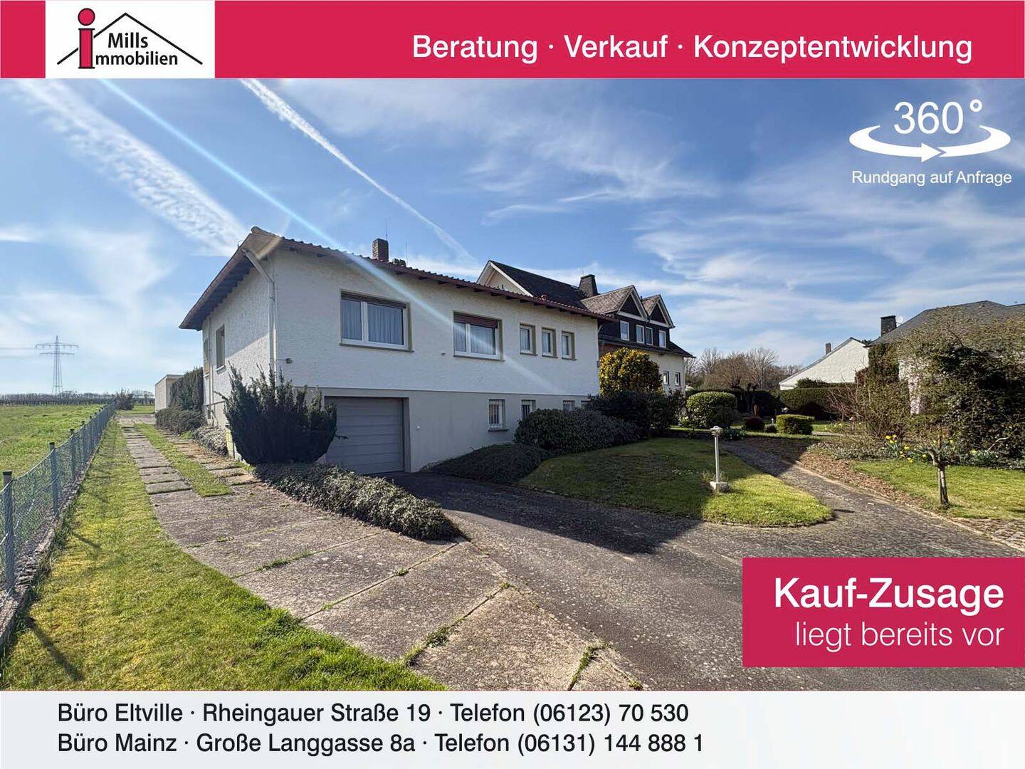 **Privilegiertes landwirtschaftliches Grundstück** Freistehender Bungalow in Ortsrandlage, 65399 Kiedrich