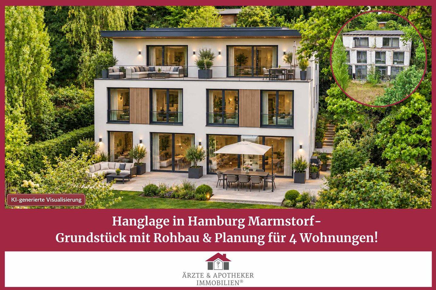 Hanglage in Hamburg Marmstorf- Grundstück mit Rohbau & Planung für 4 Wohnungen!, 21077 Hamburg (Harburg)