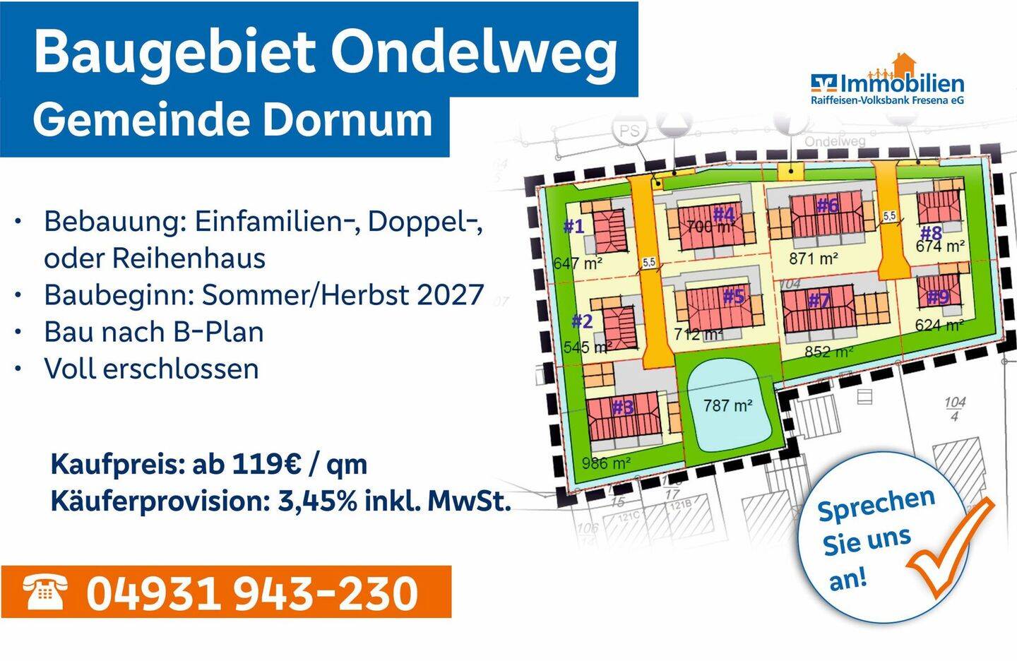 Bauplatz mit 647m², 26553 Dornum