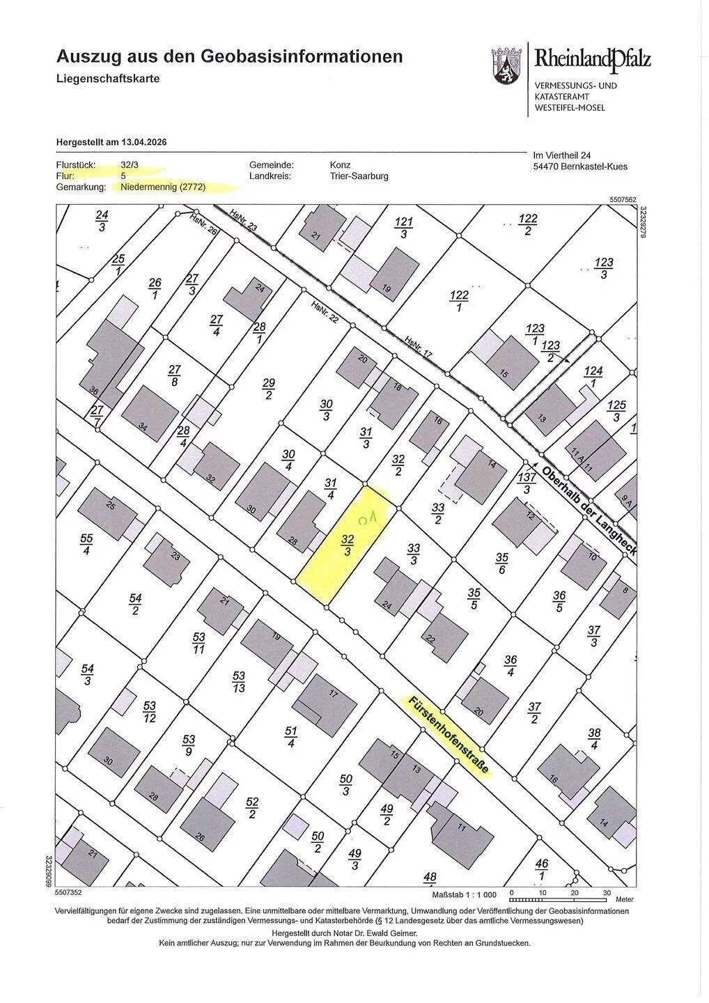 Erschlossenes Baugrundstück in Konz Stadtteil Niedermennig, 54329 Konz