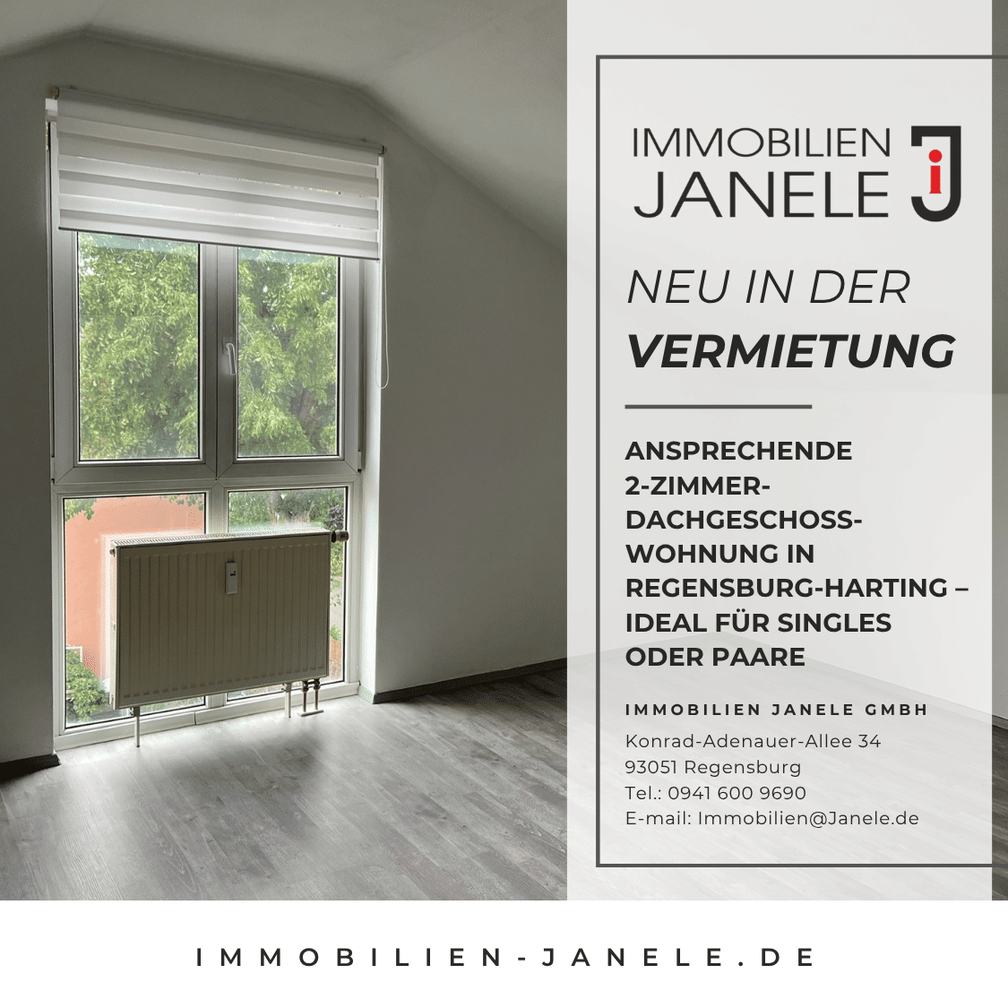 Ansprechende 2-Zimmer-Dachgeschosswohnung in Regensburg-Harting – ideal für Singles oder Paare, 93055 Regensburg (Brandlberg-Keilberg Burgweinting-Harting Innenstadt Ostenviertel Schwabelweis)