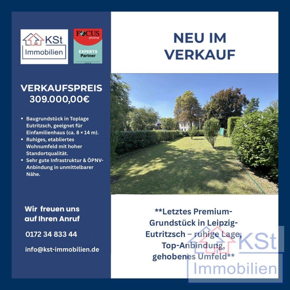 **Letztes Premium-Grundstück in Leipzig-Eutritzsch – ruhige Lage, Top-Anbindung, gehobenes Umfeld**, 4129 Leipzig (Eutritzsch)