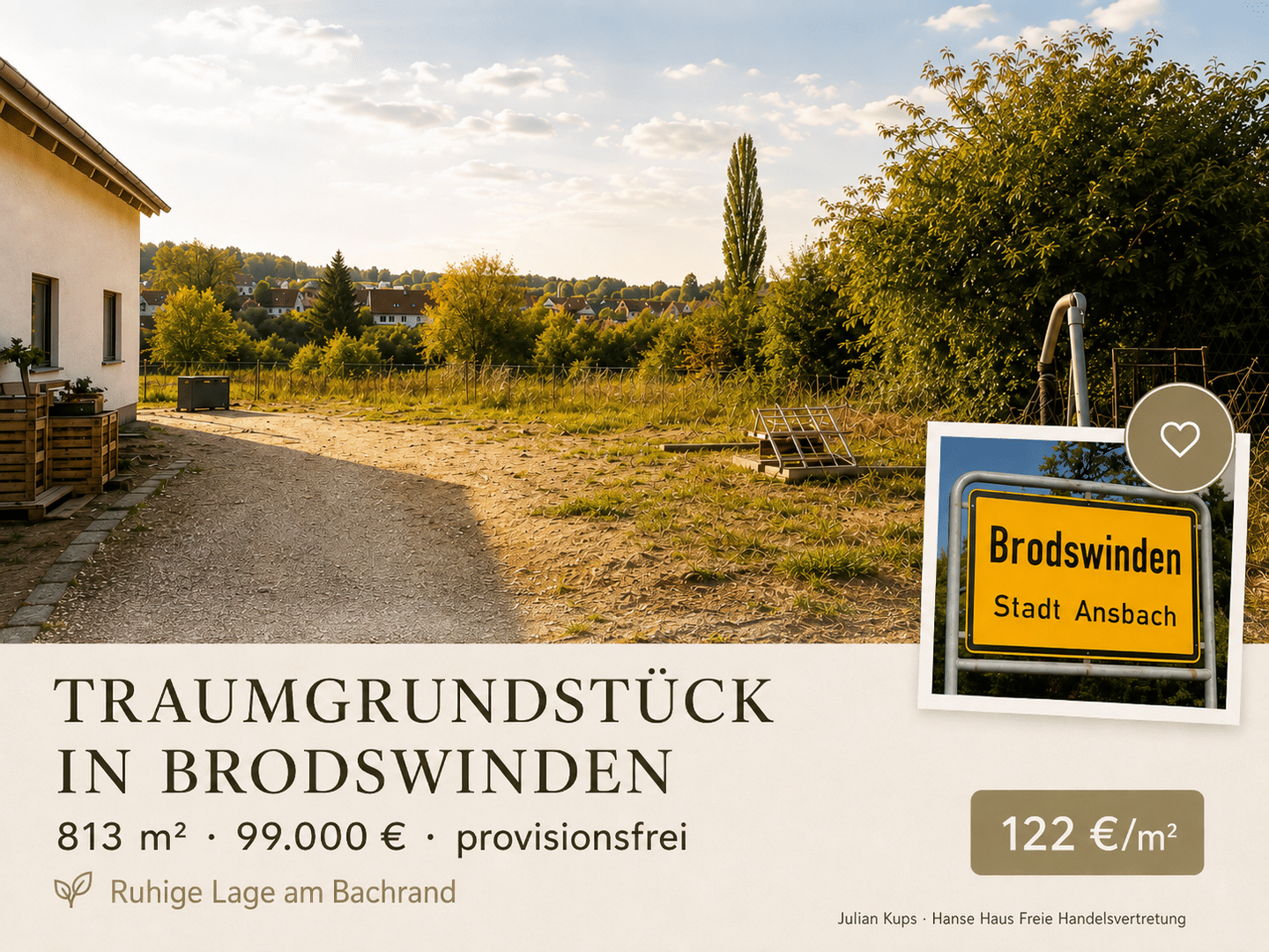 Preislich attraktives Neubaugrundstück mit unverbaubarem Ausblick!, 91522 Ansbach