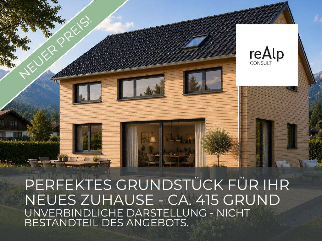 Neuer Preis – Ideales Baugrundstück  in schöner Wohnlage von Oberau – ca. 415 m², 82496 Oberau