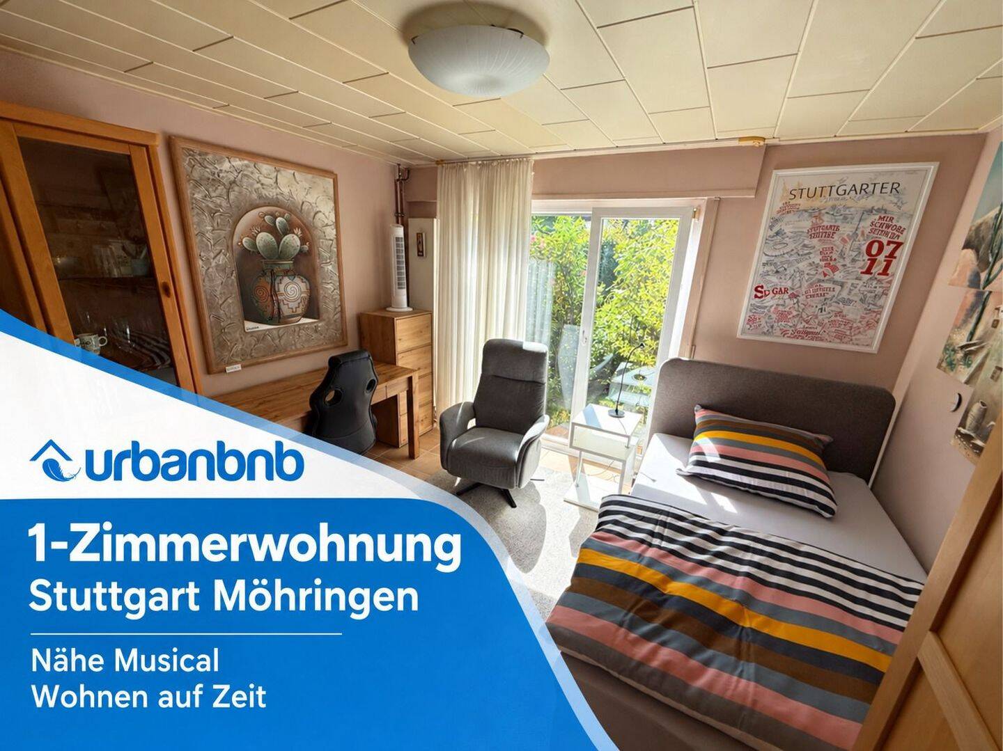 Möblierte 1-Zimmerwohnung in Stuttgart-Möhringen mieten, 70567 Stuttgart (Möhringen)