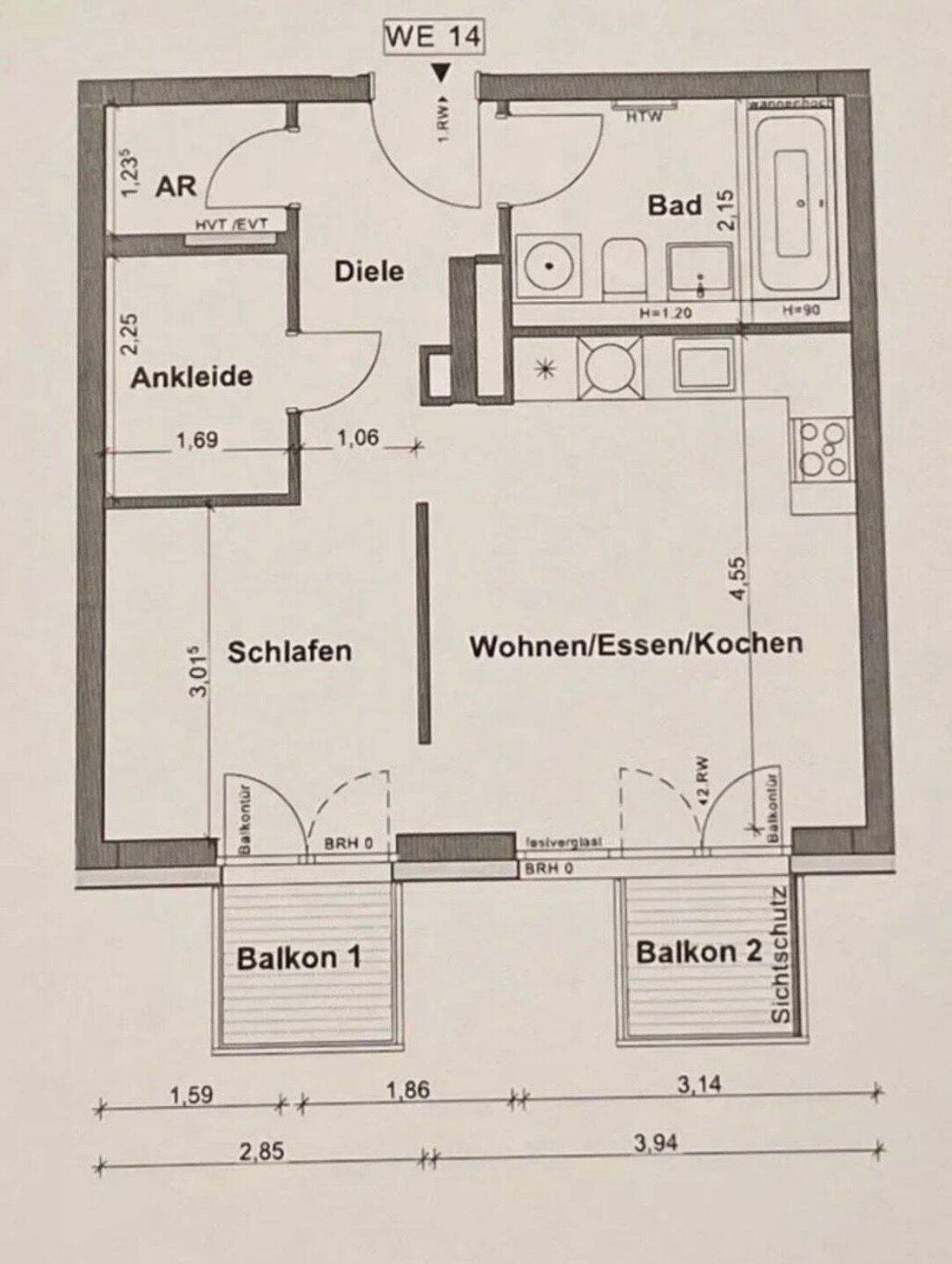 2 Zimmer Neubauwohnung mit 2 Südbalkonen, 13127 Berlin (Pankow)