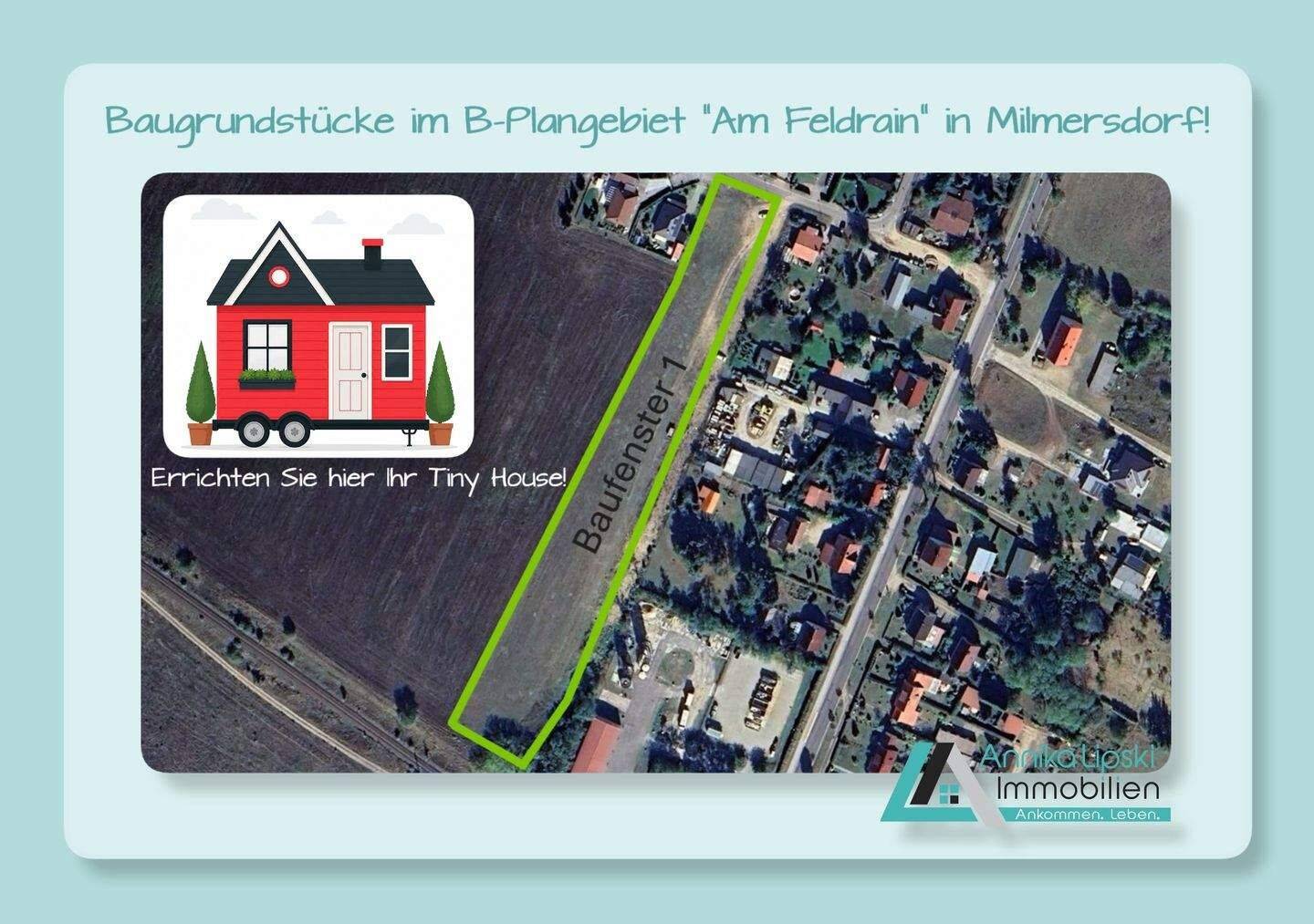Uckermark – Baugrundstücke im B-Plangebiet „Am Feldrain“ in Milmersdorf, 17268 Milmersdorf