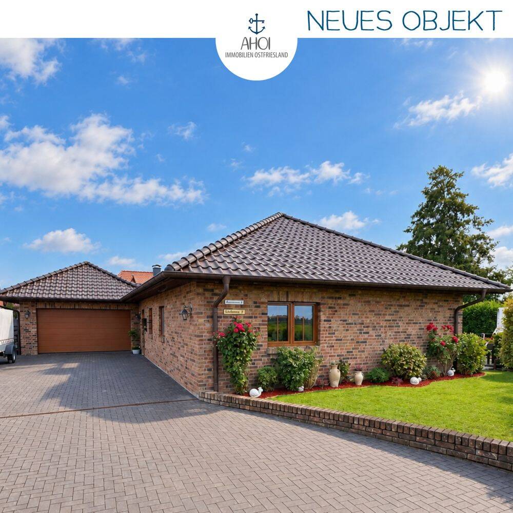 Ruhe trifft Wohnkomfort! Sehr gepflegter L-Bungalow mit Doppelgarage, 3 Terrassen und herrlichem Feldblick., 26529 Wirdum