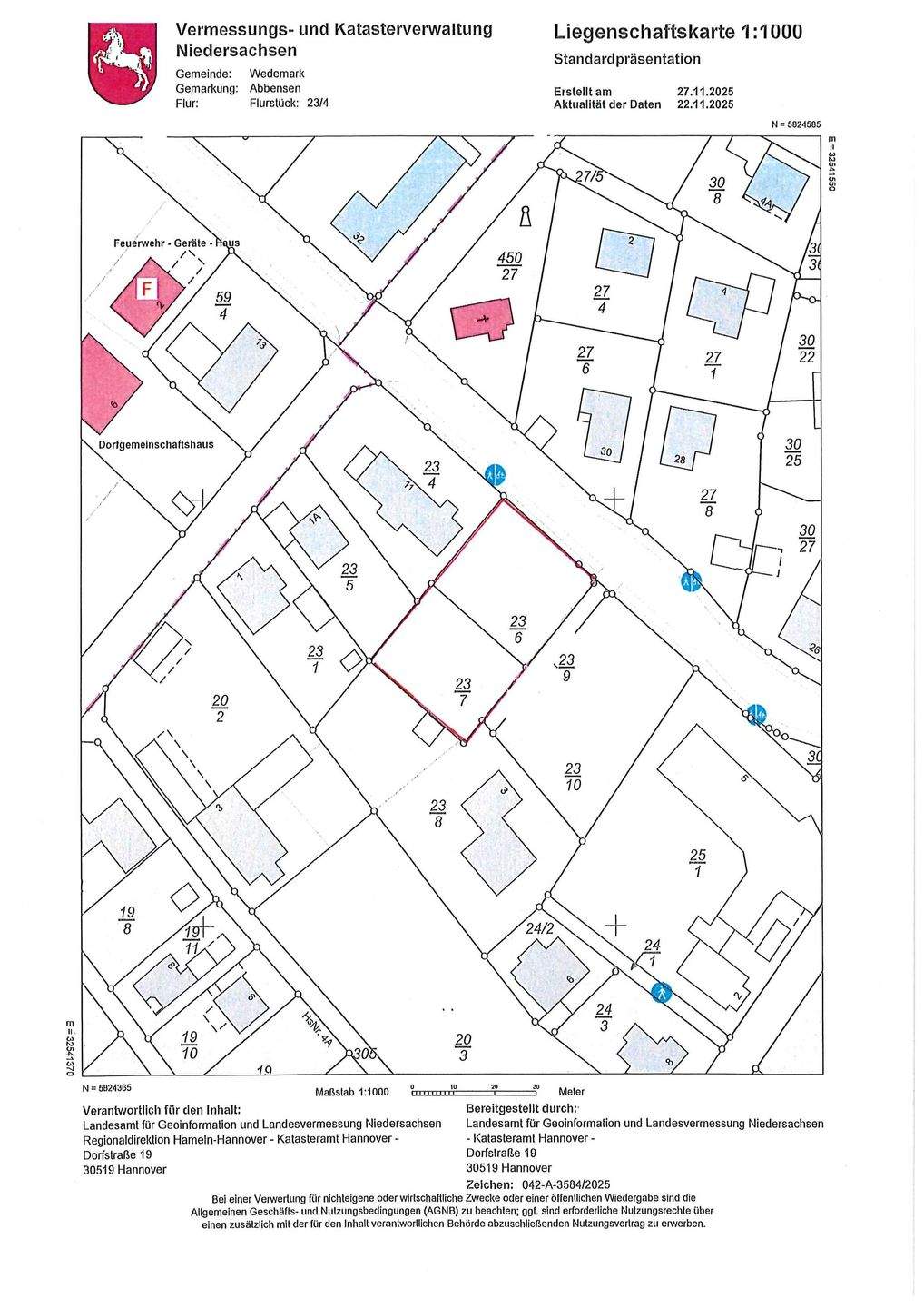 Das Letzte von 2 Baugrundstück in Abbensen! Bauträgerfrei, 30900 Wedemark