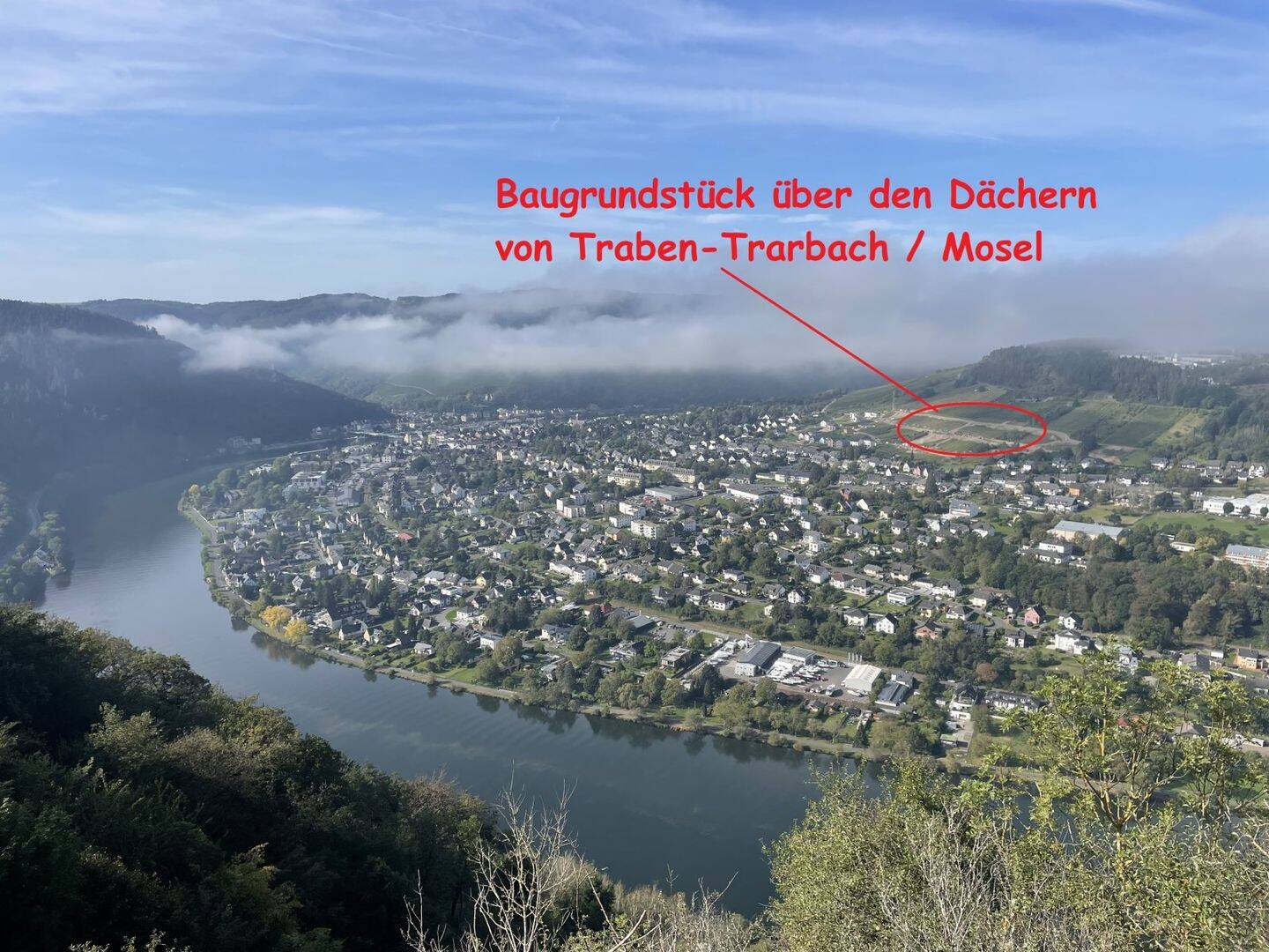 Burgblick: exzelentes Baugrundstück 933 qm  (nun voll erschlossen) in Traben mit Fernsicht über die Mosel u. Weinberge, 56841 Traben-Trarbach
